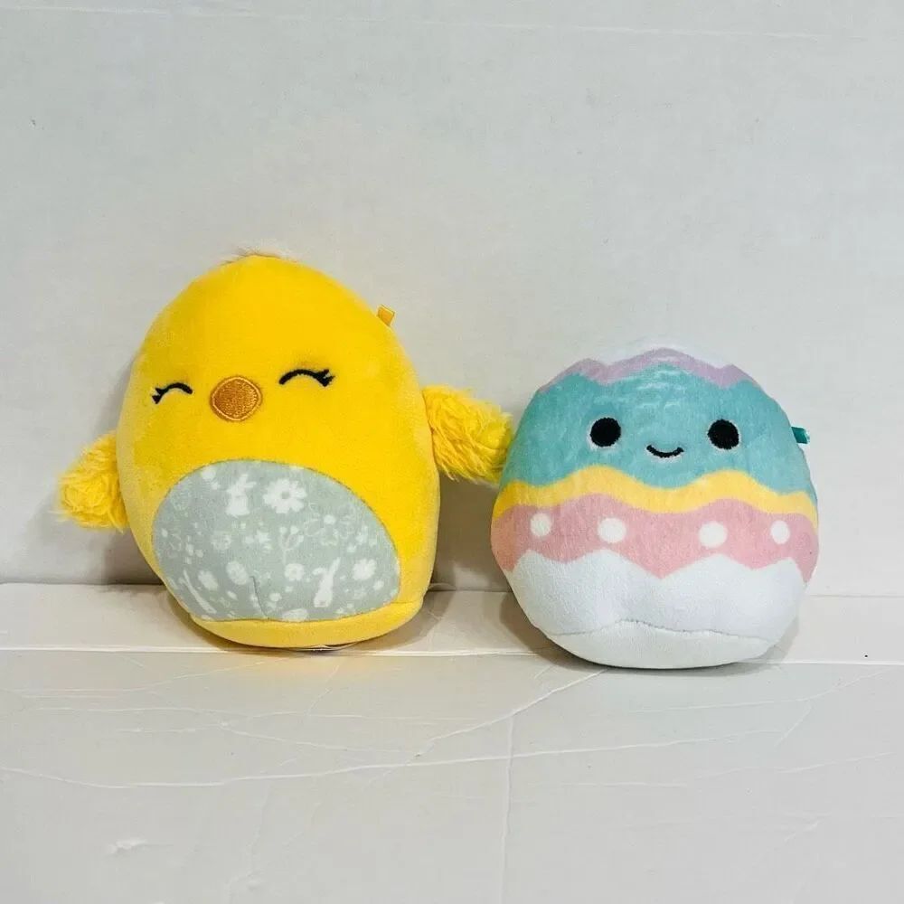Squishmallows Egbert The Easter Egg And Aimee The Chick With Floral Belly   4.5”